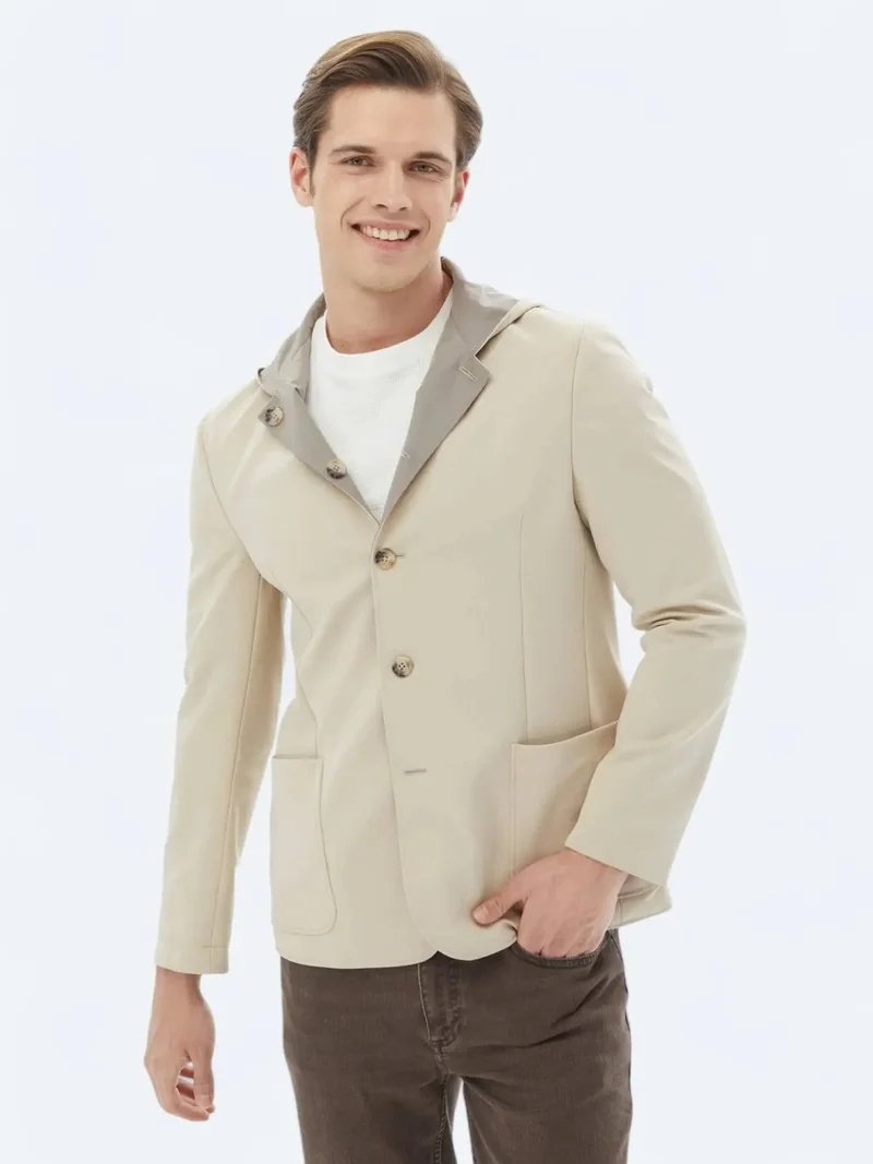 Kip Beige Regular Fit Hooded Casual Knitting Coat