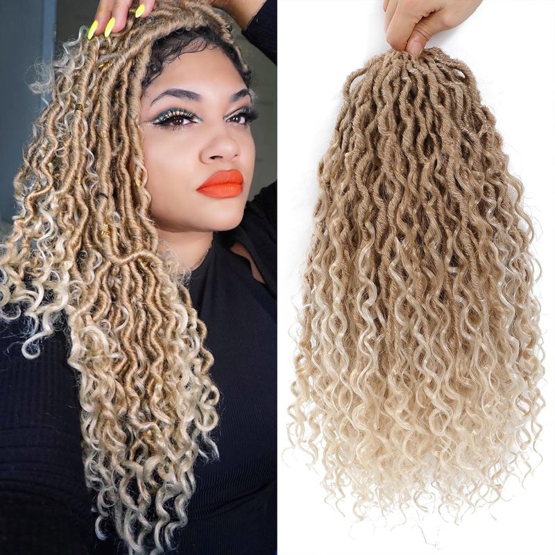 Alicoco Goddess Locs Crochet Hair 14 Inch 8 Packs Faux Locs Crochet Hair For Women Boho Soft Locs Prelooped River Crochet Locs With Curly Ends 14 Inch Pack of 8 27613