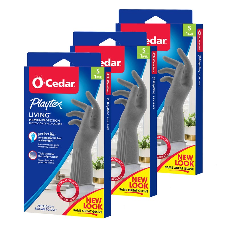 Playtex Living Reuseable Rubber Cleaning Gloves Color May Vary Small Pack 3