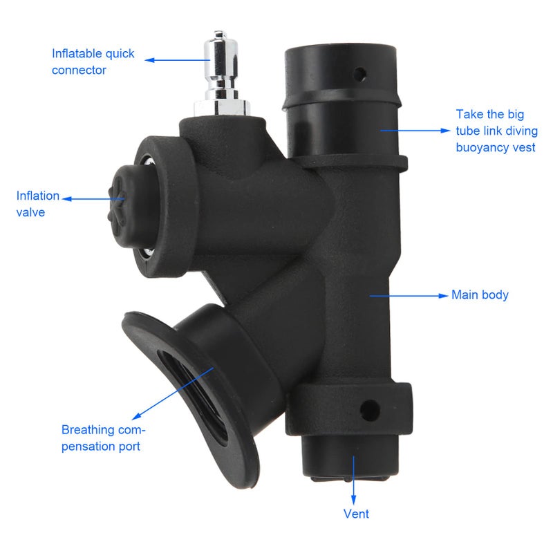 VGEBY Diving Accessories, Diving BCD Power Inflator Universal 45 Degree Oral Power Inflator K Shaped Valve Portable Relief Valve Bare Bcd Inflator Valve - Image 3