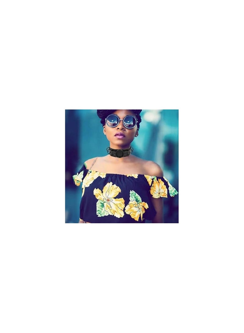 SOLARAE قلادة تشوكر بانك، قلادة جلدية قوطية، سلسلة قلائد قابلة للتعديل، حلقات طوق لحفلات النوادي الليلية، للنساء والفتيات، لمهرجان بانك روك، أداء على المسرح، هدية مفاجئة (أسود) - Image 3