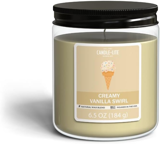 CANDLE-LITE Creamy Vanilla Swirl Scented Jar Candle - 6.5oz