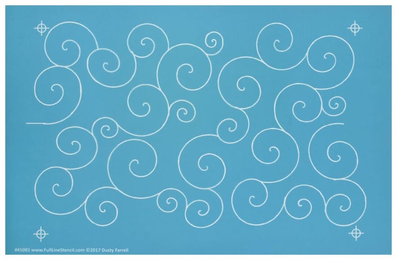 Full Line Stencil  Swirls  Curls Edge to Edge Stencil Continuous Line Template for Free Motion Quilting Domestic Machine Quilting Hand Quilting LongArm Quilting 45001