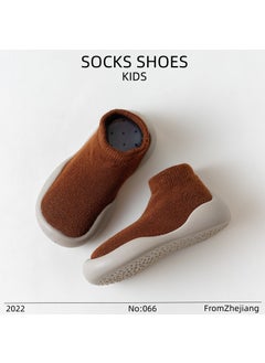 Generic Kids Cartoon Cotton Non-slip Floor Socks Spring Brown (gray knitted) 