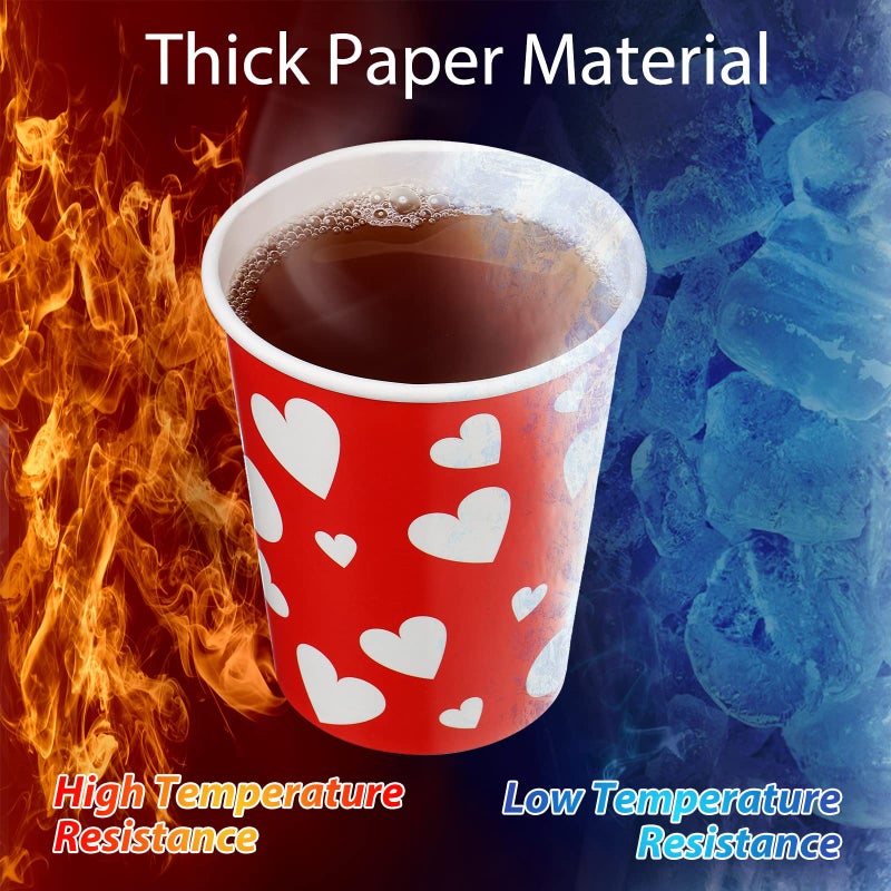Perthlin Valentine's Day Cups Bulk 9 oz Disposable Paper Cups Heart Paper Tumblers Valentines Coffee Cup for Anniversary Wedding Decoration Valentine's Day Party Supplies(Bright Style  100 Pieces) - Image 4