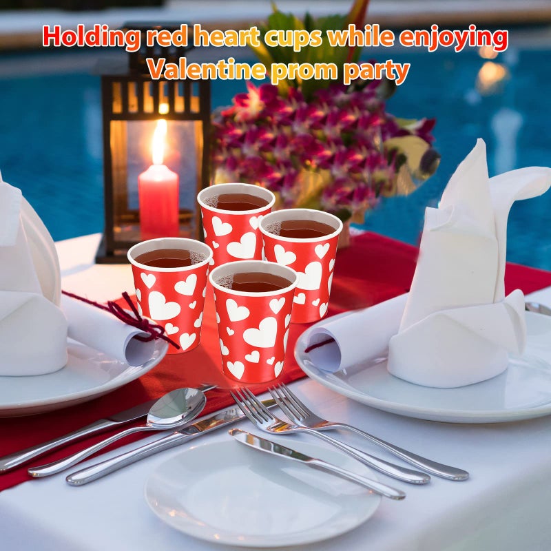 Perthlin Valentine's Day Cups Bulk 9 oz Disposable Paper Cups Heart Paper Tumblers Valentines Coffee Cup for Anniversary Wedding Decoration Valentine's Day Party Supplies(Bright Style  100 Pieces) - Image 5