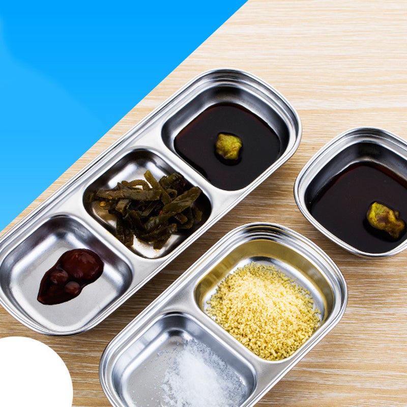 6 pcs Stainless Steel Dip Dish Practical Hot Pot Dipping Bowl Dish Sub-Grid Seasoning Dish Saucer Condiment Plate - Image 5