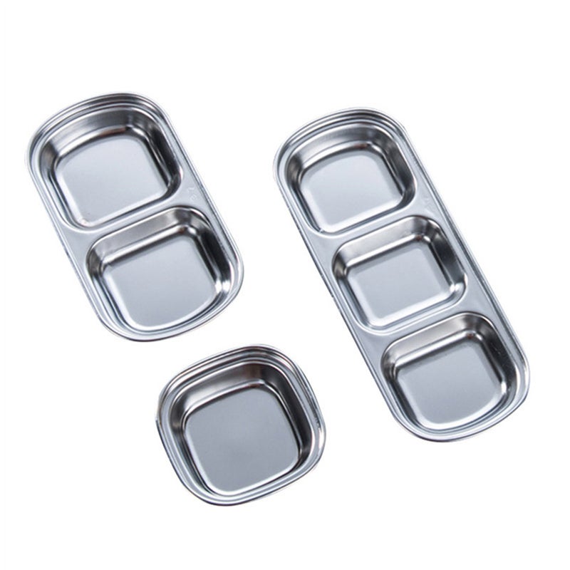 6 pcs Stainless Steel Dip Dish Practical Hot Pot Dipping Bowl Dish Sub-Grid Seasoning Dish Saucer Condiment Plate - Image 2