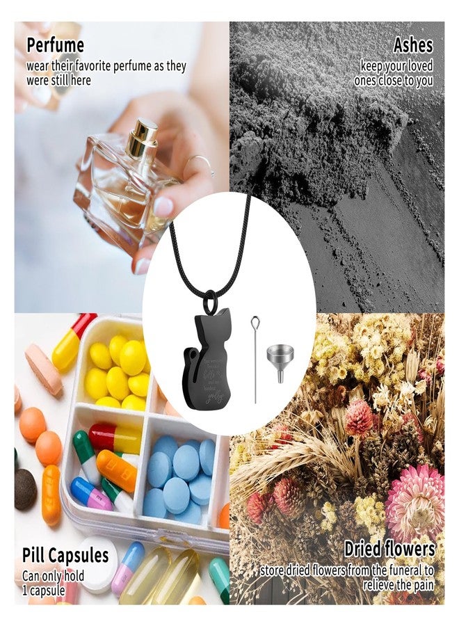 OIDEA Women's Cat-Shaped Urn Necklaces for Ashes: Black Tone Stainless Steel Pet Cat Ashes Necklace Memorial Keepsake Cremation Jewelry - Image 5