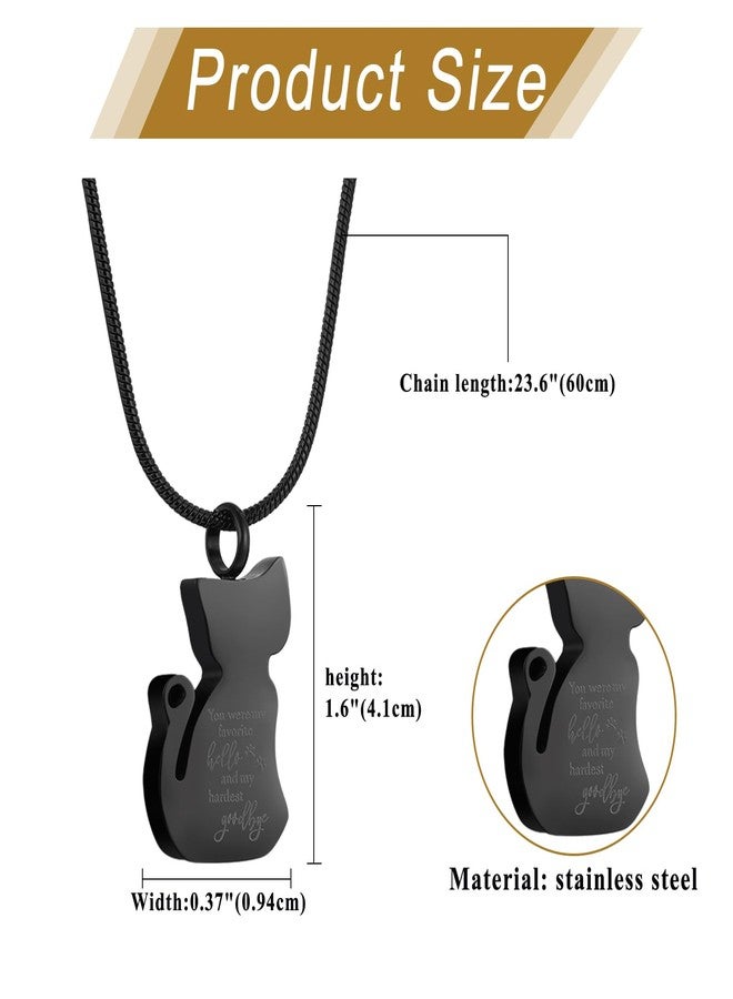 OIDEA Women's Cat-Shaped Urn Necklaces for Ashes: Black Tone Stainless Steel Pet Cat Ashes Necklace Memorial Keepsake Cremation Jewelry - Image 4