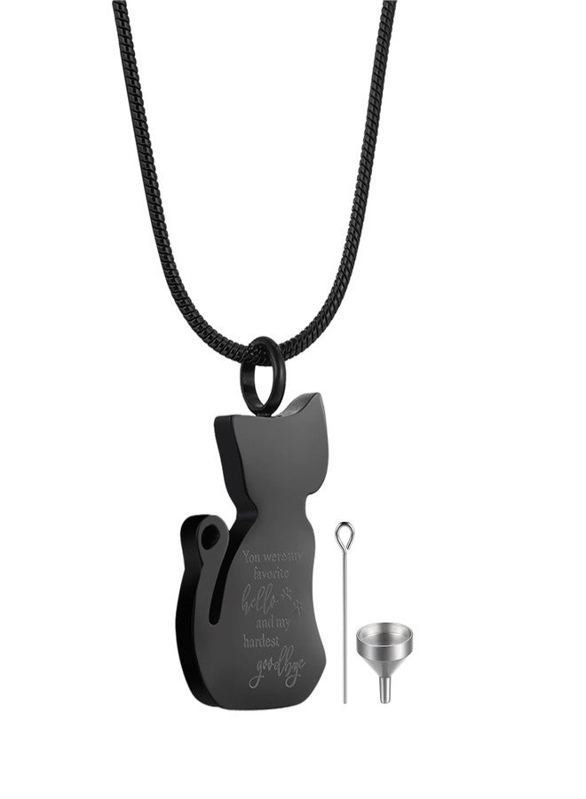 OIDEA Women's Cat-Shaped Urn Necklaces for Ashes: Black Tone Stainless Steel Pet Cat Ashes Necklace Memorial Keepsake Cremation Jewelry - Image 1