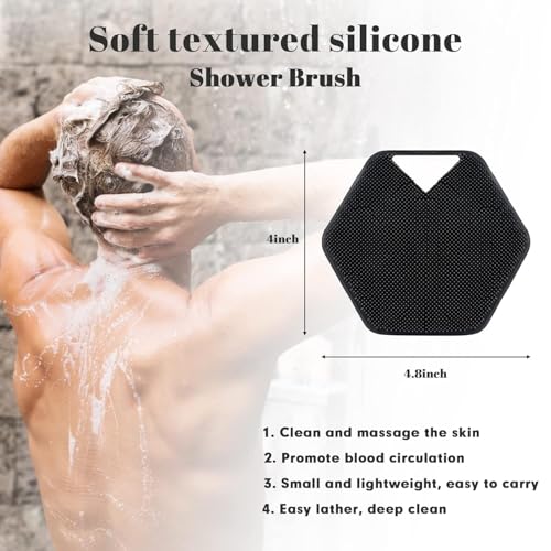 LIKE 2 STORE® Silicone Body & Face Scrubber - For Men Woman, Shower and Bathroom 4-Piece Set | with Hook - Silicone Grip Technology, Cleaning & Exfoliating Your Skin | Long-Lasting & Easy to Clean - Image 3