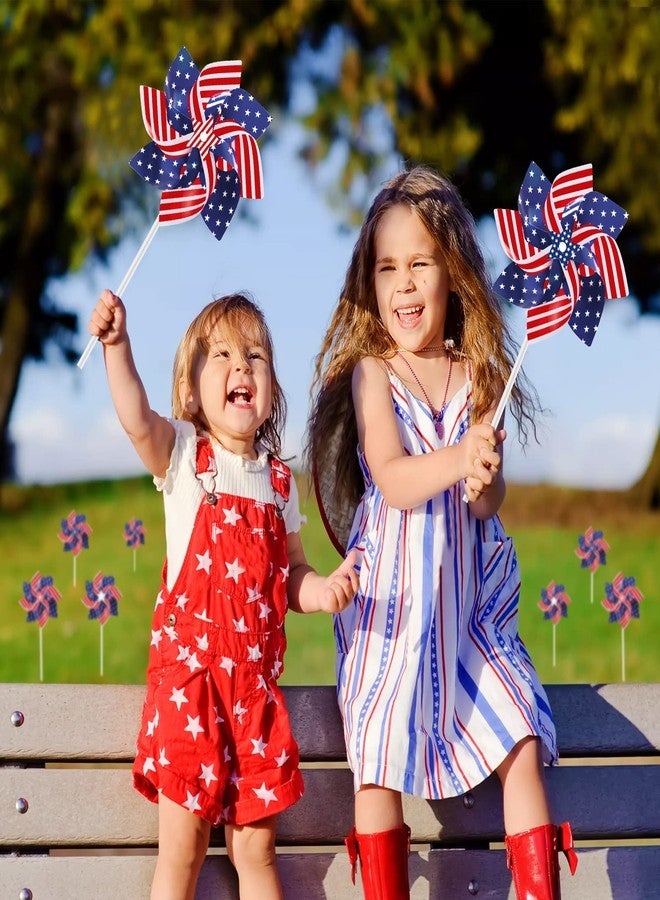 Japior 8.5 Inch Patriotic Pinwheels 24Pcs 4th of July Pinwheels American Flag Red White and Blue Pinwheels Bulk for Kids 4th of July Decorations Independence Day Garden Windmill Party Favors for Yard Outside - Image 5