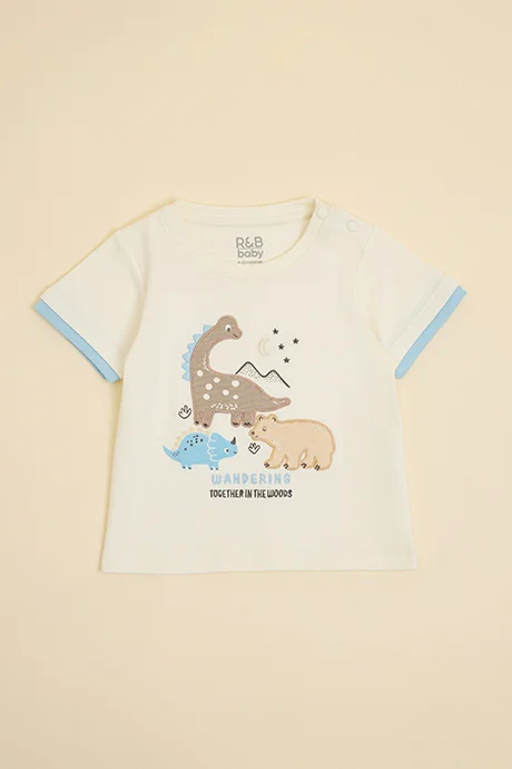 أر أند بي Embroidered T-Shirt and Shorts Set