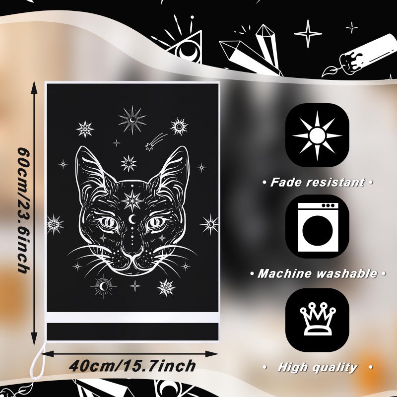 Bencailor 6 Pcs Halloween Skull Kitchen Towels Turquoise Navy Dish Towels Blue Gold Marble Tea Towels Gothic Skeleton Chef Hand Towel for Home Decor Gift  24 x 16''(Black  White Moon Cat Star) - Image 3