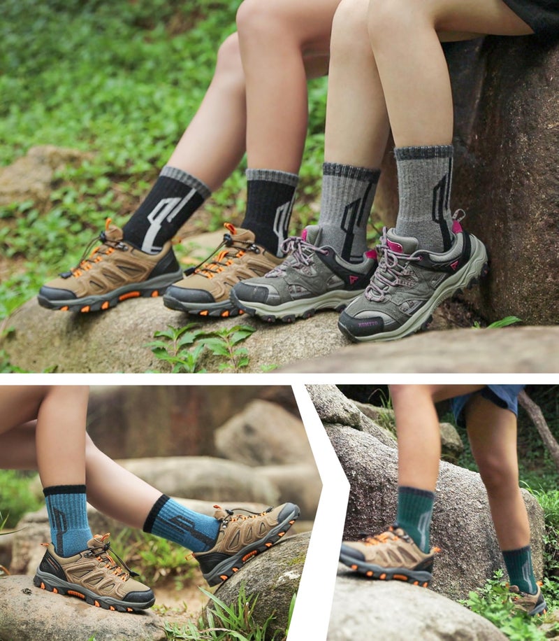 SDBING Kids Merino Wool Hiking Socks Boys Girls Toddlers Thick Cushion Winter Warm Crew Gift Socks 6 Pairs (8-12 Years, Multicolor-2) - Image 4