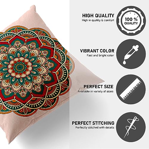 HOOPY Canvas Set of 5 Designer Decorative Throw Pillow/Cushion Covers (16 Inch X 16 Inch, Mandala Print), 100 TC,Multicolor - Image 3