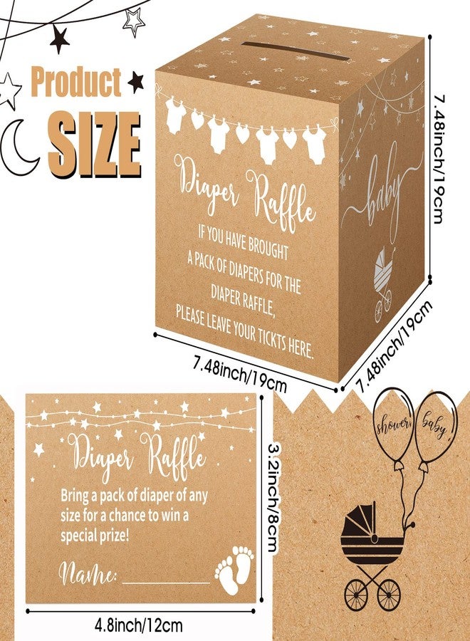 Teling 51 Pieces Diaper Raffle Tickets with Diaper Raffle Card Box Baby Shower Decorations Baby Shower Holder Box for Girl Diaper Raffle Party (Kraft Paper Style) - Image 4