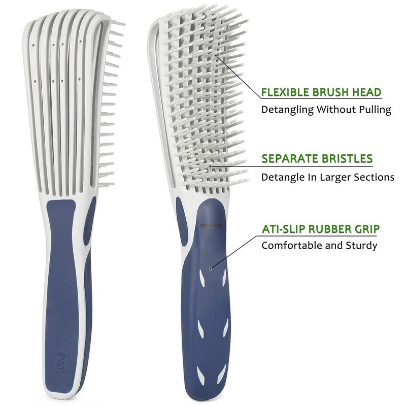 BESTOOL Detangling Brush for Curly and Natural Black Hair, Afro 3/4abc Texture, Faster and Easier Detangling of Wet or Dry Hair with No Pain (Blue) - Image 2