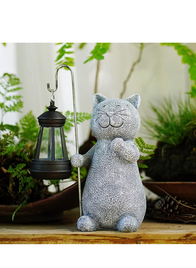 KASTWAVE Solar Garden Light, Statue Cat Figurine Light with Solar Lantern for Garden, Waterproof Solar Statue Cat Light for Patio, Balcony, Yard, Perfect Housewarming Gift for Family, 1 Pcs - Image 5