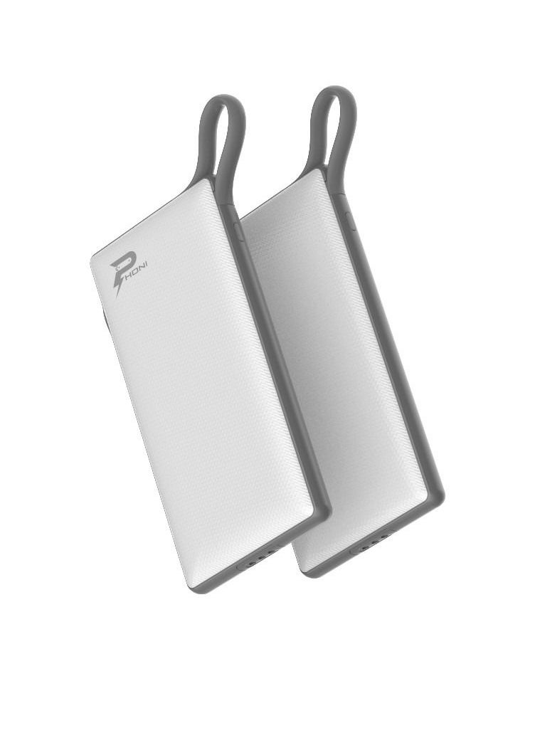 Phoni - Phoni 6 in 1 Power Station 10,000 mAh with Built-in Cable to Charge Multiple Devices - White - Image 1