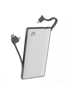 Phoni Phoni 6 in 1 Power Station 10,000 mAh with Built-in Cable to Charge Multiple Devices - White  - Image 5