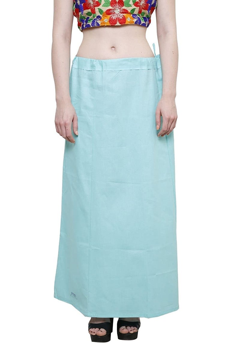 DESI DHANG Women's Cotton Readymade Saree Petticoats(Free Size) (Light Sky Blue) - Image 4