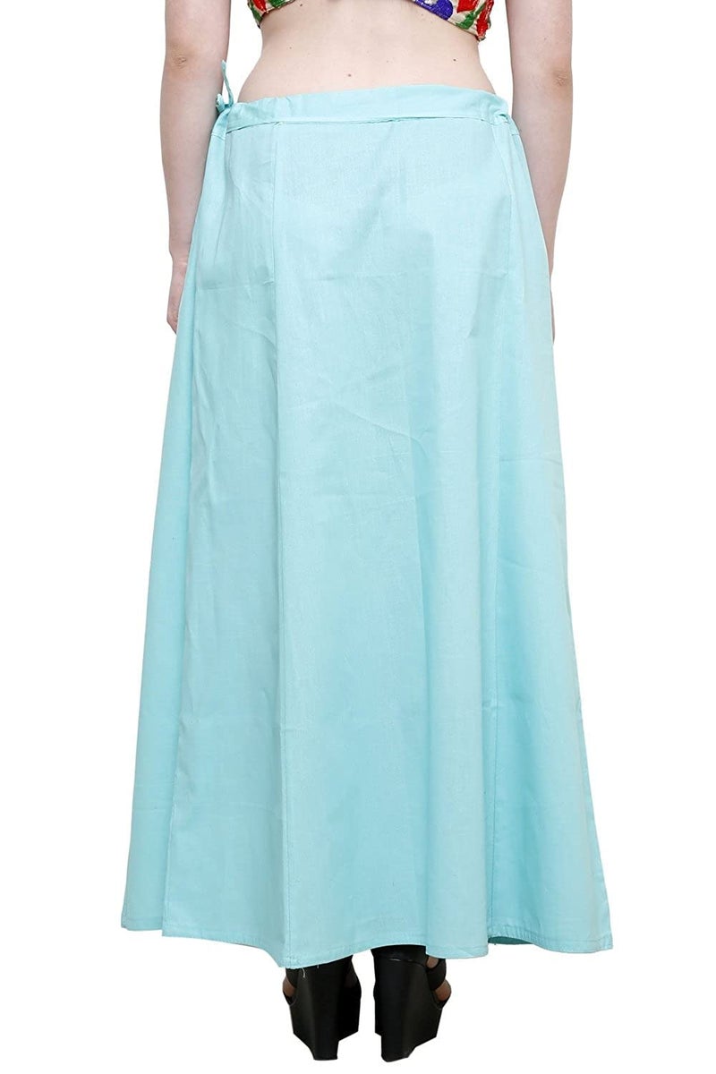DESI DHANG Women's Cotton Readymade Saree Petticoats(Free Size) (Light Sky Blue) - Image 3
