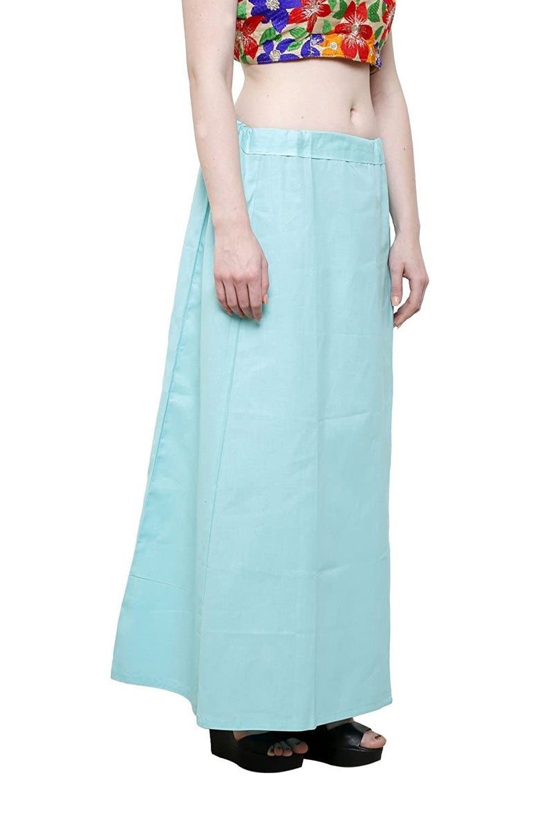 DESI DHANG Women's Cotton Readymade Saree Petticoats(Free Size) (Light Sky Blue) - Image 2