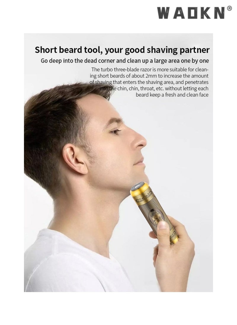 WAOKN Smart Electric Shaver Rechargeable Detachable Washable Shaver Beard Trimmer for Men -Men's Grooming Tool for Beard, Face, Nose, and Ear Hair Trimmer and Hair （Black Dragon Pattern）  - Image 5