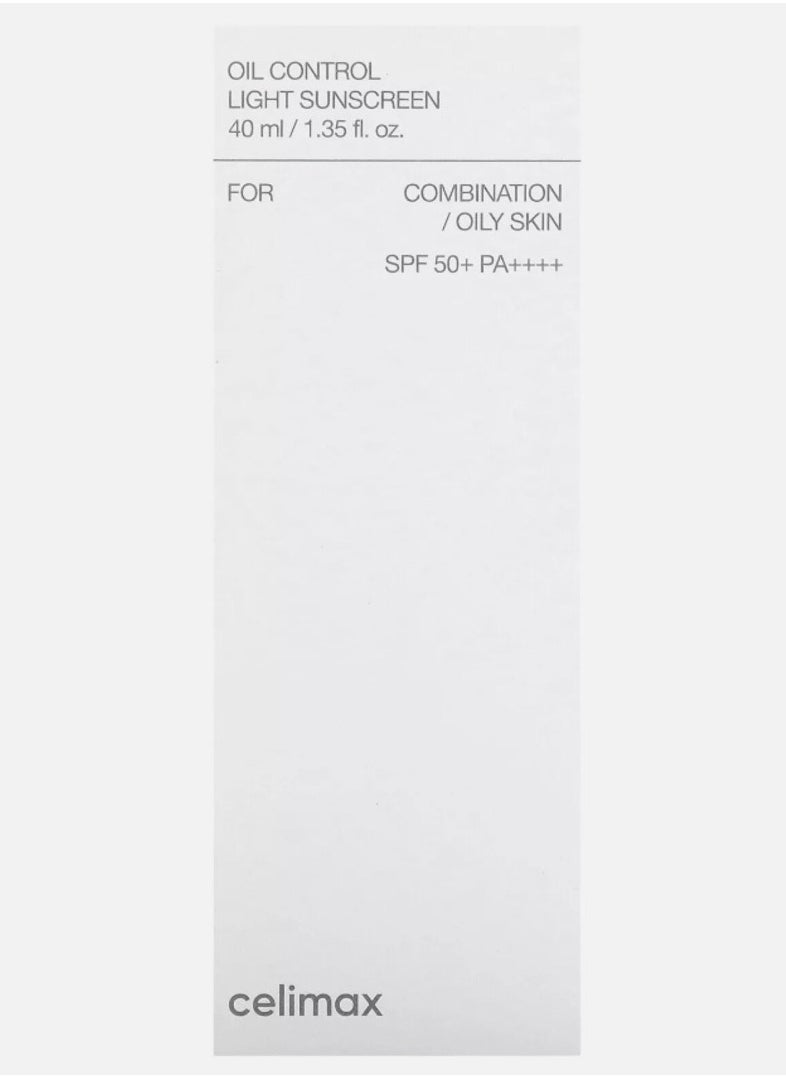 celimax - Celimax, Oil Control Light Sunscreen, SPF 50+ PA++++, 1.35 fl oz 40 ml - Image 1
