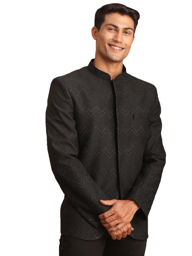 VASTRAMAY Men's Black Silk Blend Jodhpuri | Imported Fabric Jodhpuri For Men - Image 1