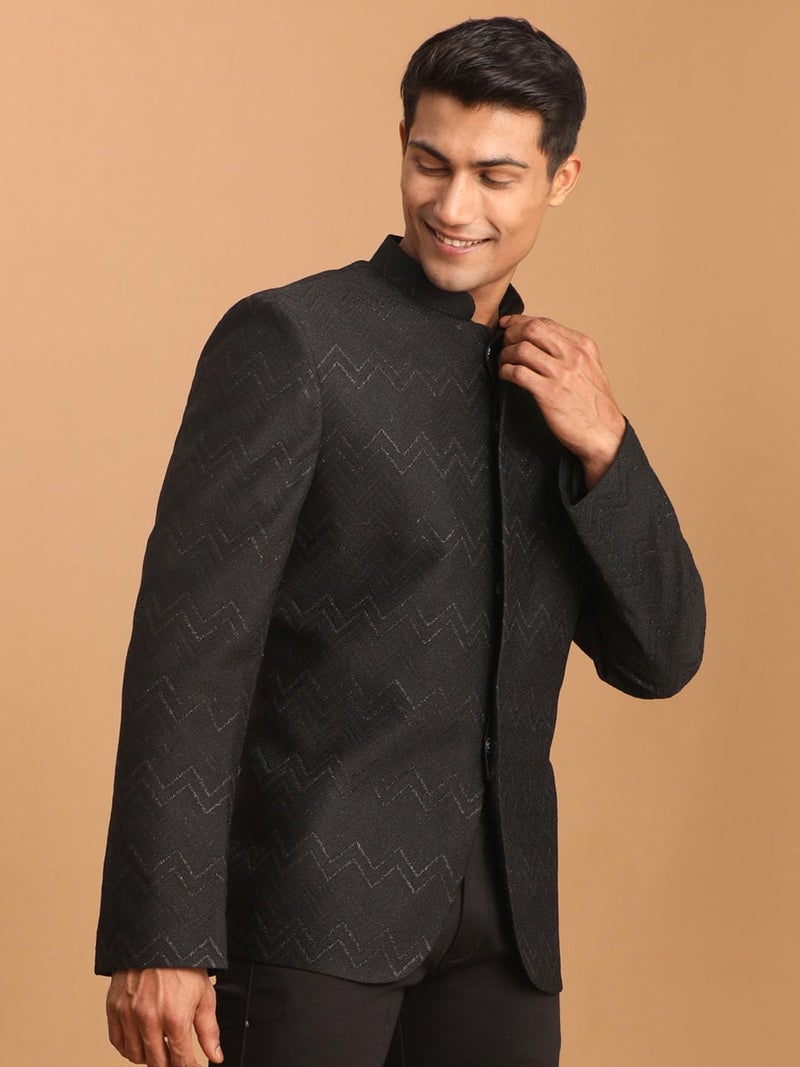 VASTRAMAY Men's Black Silk Blend Jodhpuri | Imported Fabric Jodhpuri For Men - Image 2