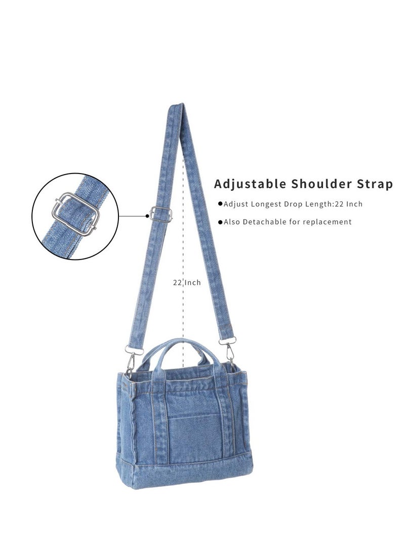 SOLARAE Denim Shoulder Bag, Canvas Tote Bag,Retro Crossbody Bag, Fashion Purses and Handbags, Suitable for Women Girls Gift - Image 5