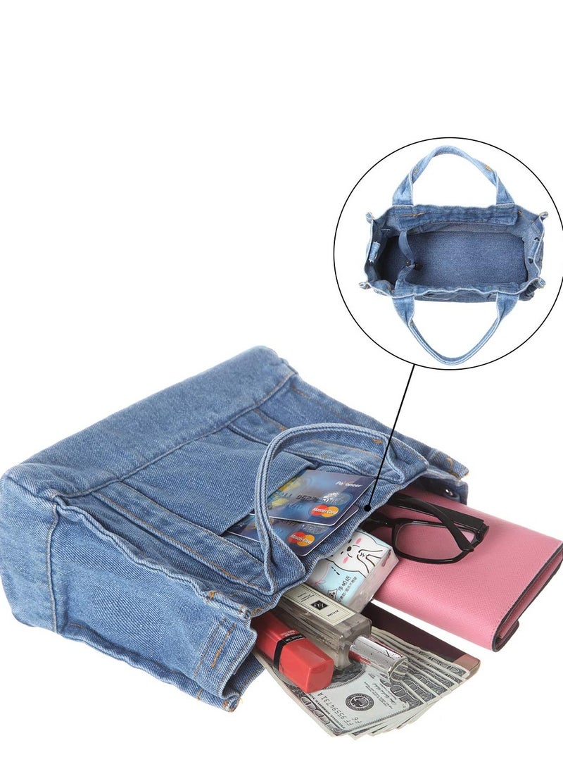 SOLARAE Denim Shoulder Bag, Canvas Tote Bag,Retro Crossbody Bag, Fashion Purses and Handbags, Suitable for Women Girls Gift - Image 3