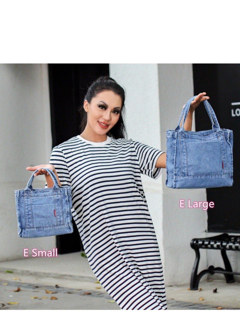 SOLARAE Denim Shoulder Bag, Canvas Tote Bag,Retro Crossbody Bag, Fashion Purses and Handbags, Suitable for Women Girls Gift - Image 4