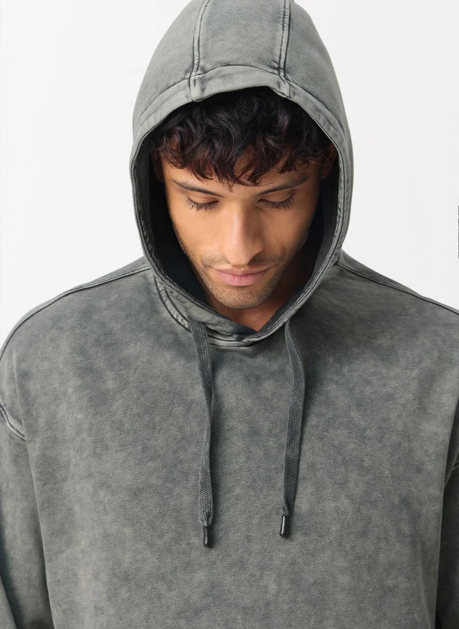 The Souled Store  The Souled Store Men Oversized Fit Solid Grey Hoodie  | Best Price UAE