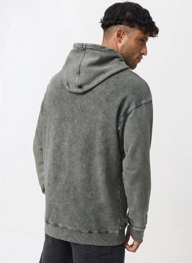 The Souled Store  The Souled Store Men Oversized Fit Solid Grey Hoodie  | Best Price UAE