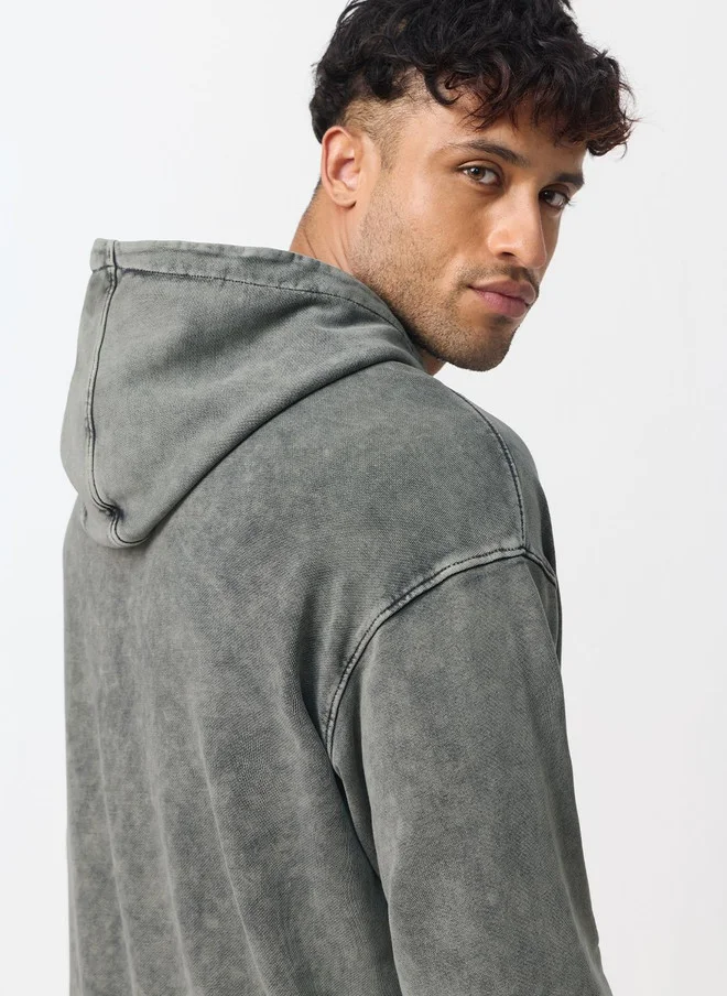 The Souled Store  The Souled Store Men Oversized Fit Solid Grey Hoodie  | Best Price UAE