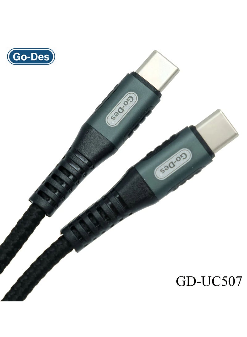 Go-Des GD-UC507 USB-C to USB-C 100W PD Fast Charging Cable With Fast Data Transfer and Universal Compatibility Black - Image 1