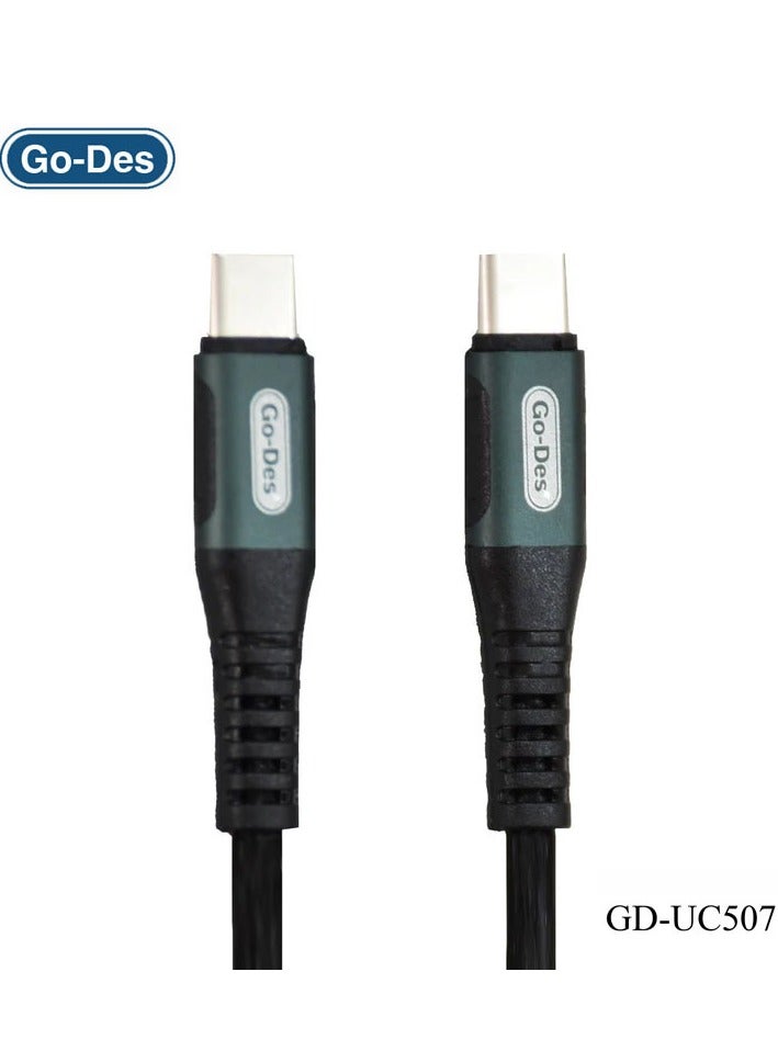 Go-Des GD-UC507 USB-C to USB-C 100W PD Fast Charging Cable With Fast Data Transfer and Universal Compatibility Black - Image 3