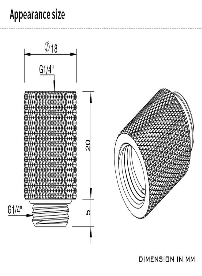 بارو وصلة تمديد بارو G1/4 بوصة ذكر إلى أنثى، 20 مم، ذهبي - Image 4