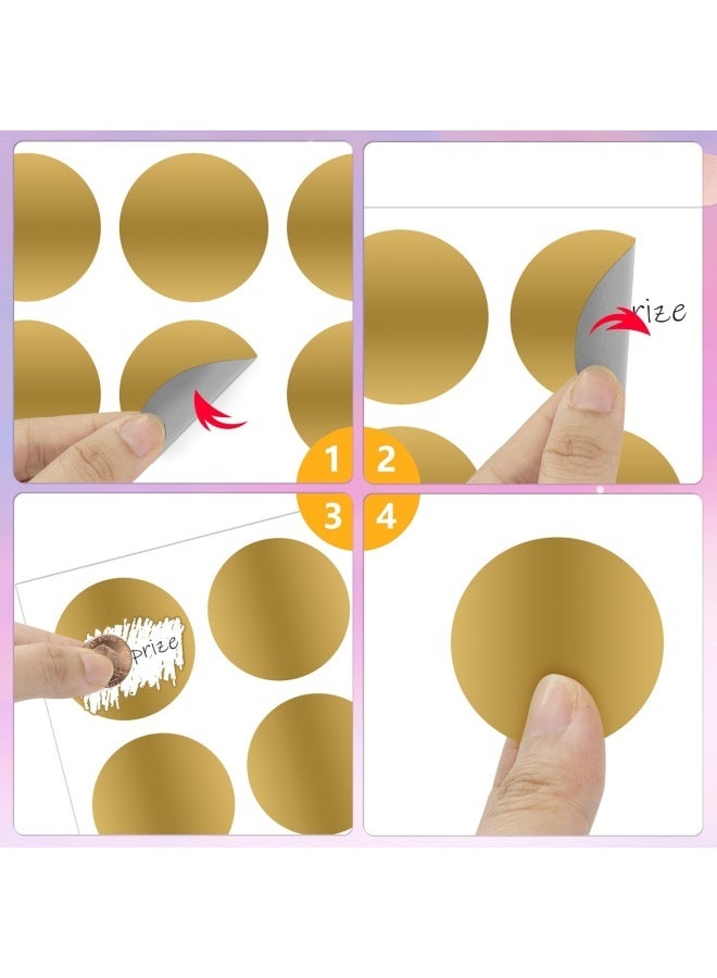 5 قطع من ملصقات قابلة للخدش، ملصقات دائرية ذاتية اللصق مقاس 1 بوصة، بطاقات قابلة للخدش لتذاكر اليانصيب، اصنعها بنفسك، ألعاب بطاقات اليانصيب (ذهبي) (1 بوصة، ذهبي) - Image 3