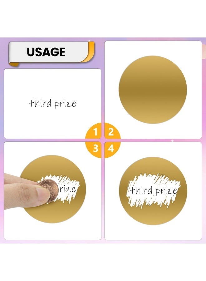 5 قطع من ملصقات قابلة للخدش، ملصقات دائرية ذاتية اللصق مقاس 1 بوصة، بطاقات قابلة للخدش لتذاكر اليانصيب، اصنعها بنفسك، ألعاب بطاقات اليانصيب (ذهبي) (1 بوصة، ذهبي) - Image 4