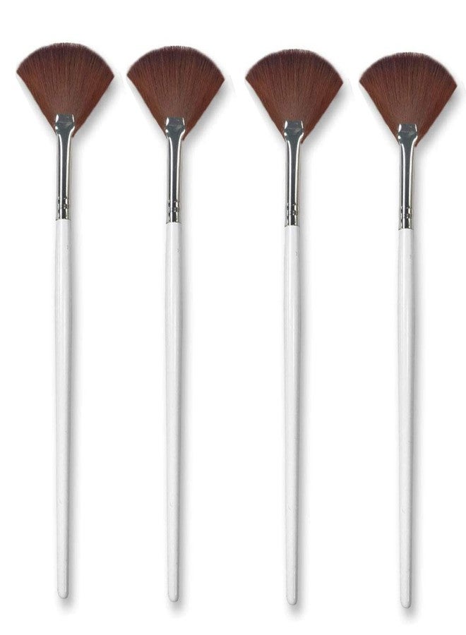 4 Pack Fan Brushes Fan Mask Brush Set, Facial Mask Brush Mask Applicator Brush for Peel Mask Makeup Tool (Brown)