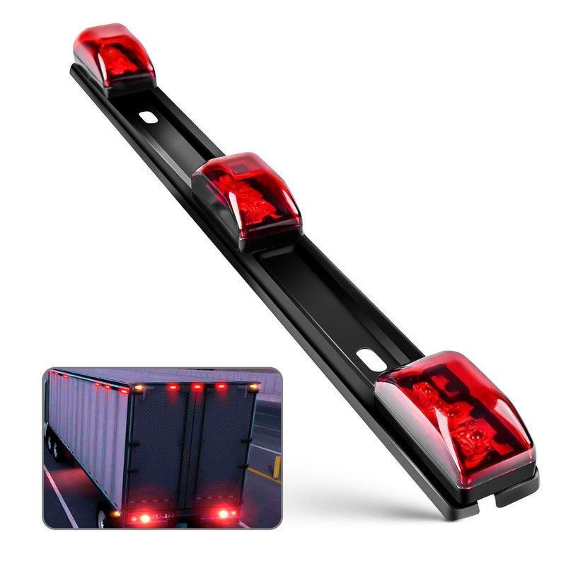 Nilight TL-11 1PC Red 9 LED ID Bar Marker Tail Black Stainless Steel Bracket for Truck Trailer Boat Identification Light - Image 1