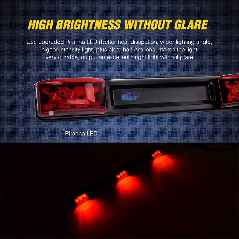 Nilight TL-11 1PC Red 9 LED ID Bar Marker Tail Black Stainless Steel Bracket for Truck Trailer Boat Identification Light - Image 3