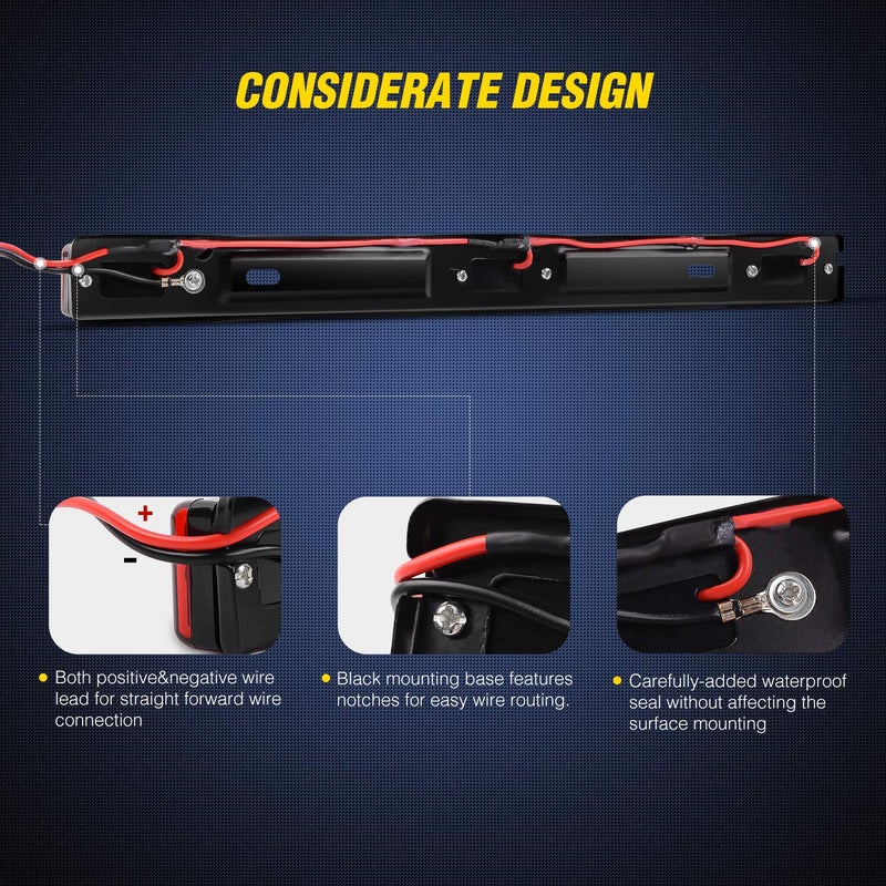 Nilight TL-11 1PC Red 9 LED ID Bar Marker Tail Black Stainless Steel Bracket for Truck Trailer Boat Identification Light - Image 5
