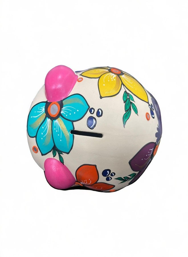 Shabana Art Potteries Ceramic Hand Painted Piggy Bank with Lock | Modern Lucky Money Bank | Piggy Bank for Womens | Mitti Ka Gullak | kiddy Bank for Boys & Girls (Without Glaze) Money Saving Box - Image 5