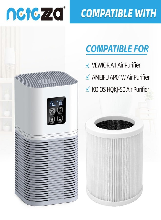 Netezza A1 Filters Fit for Vewior Air Purifier Filter Replacement A1 A1W, Compatible with Vewior HQSC-50, HQKJ-80, Ameifu AP01W, Koios HQKJ-50 Air Purifier, 2 Pack - Image 3
